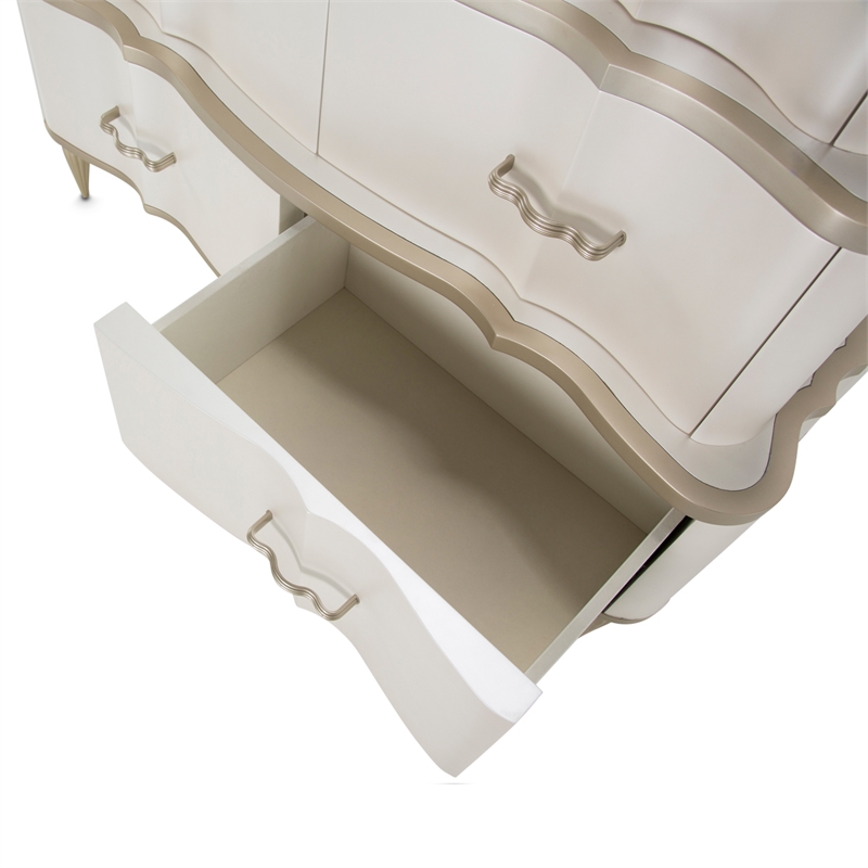 Michael Amini London Place 6-Drawer Tiered Chest - Creamy Pearl