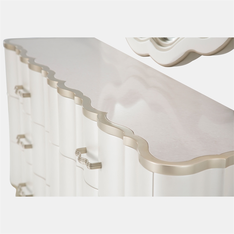 Michael Amini London Place Dresser with Mirror - Creamy Pearl