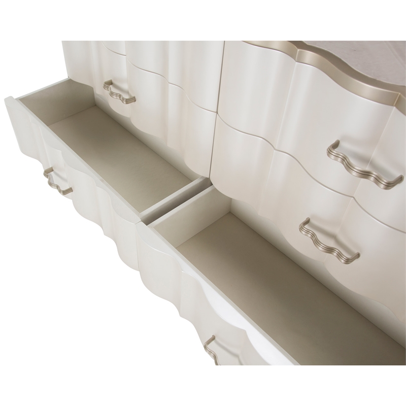 Michael Amini London Place Dresser with Mirror - Creamy Pearl