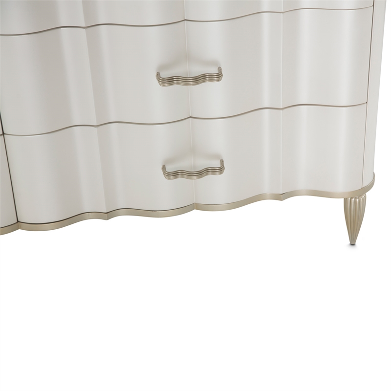 Michael Amini London Place Dresser with Mirror - Creamy Pearl