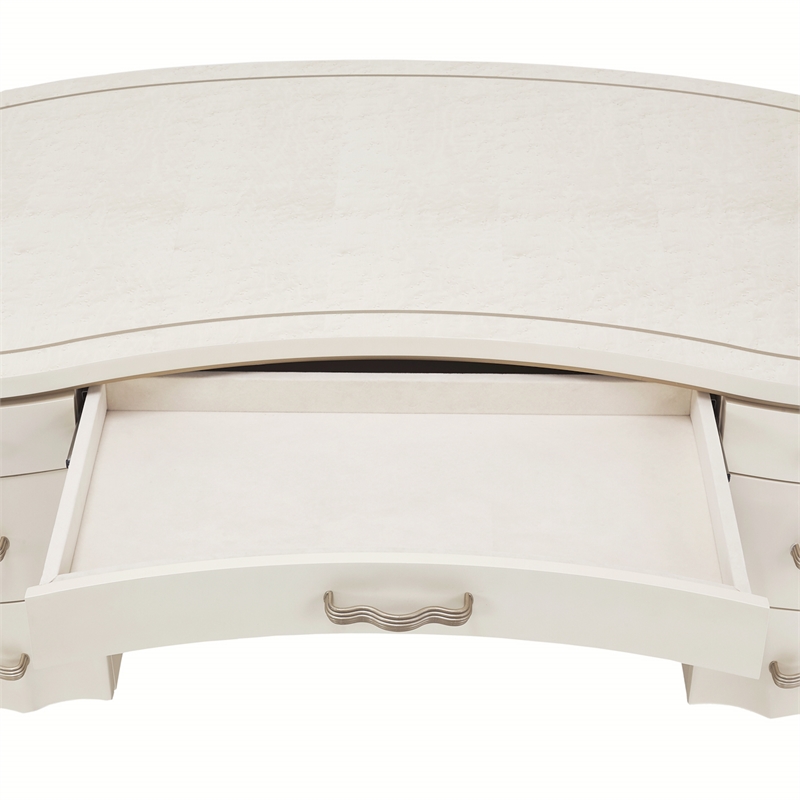 MICHAEL AMINI London Place Transitional Wood Desk in Creamy Pearl