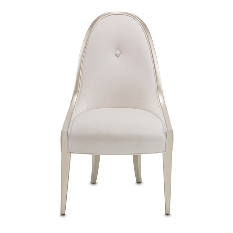 Michael Amini London Place Velvet Dining Side Chair - Creamy Pearl