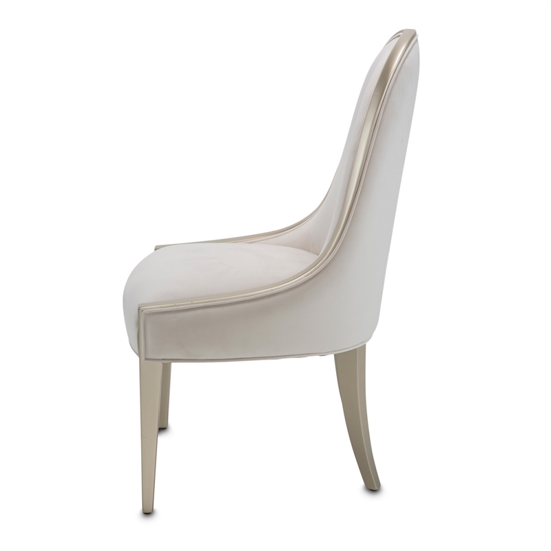 Michael Amini London Place Velvet Dining Side Chair - Creamy Pearl