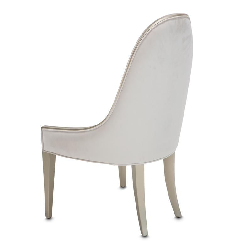 Michael Amini London Place Velvet Dining Side Chair - Creamy Pearl