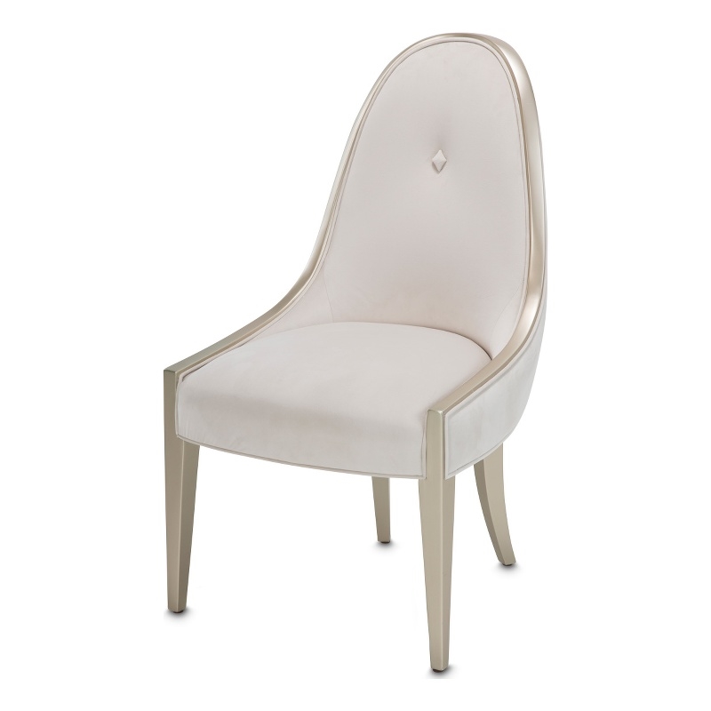 Michael Amini London Place Velvet Dining Side Chair - Creamy Pearl