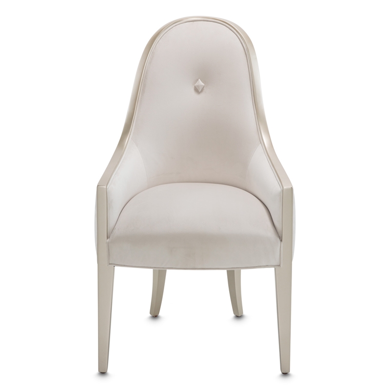 Michael Amini London Place Velvet Dining Arm Chair - Creamy Pearl