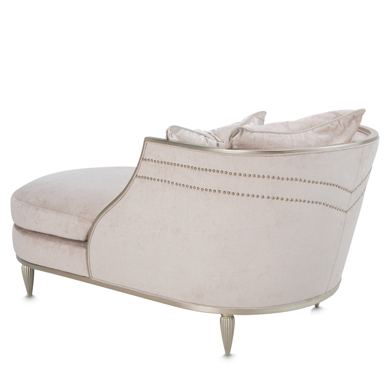 Michael Amini London Place Chenille Chaise - Parchment/Platinum