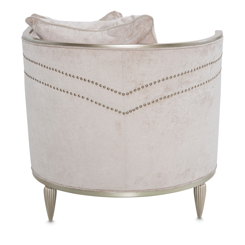 Michael Amini London Place Chenille Chaise - Parchment/Platinum