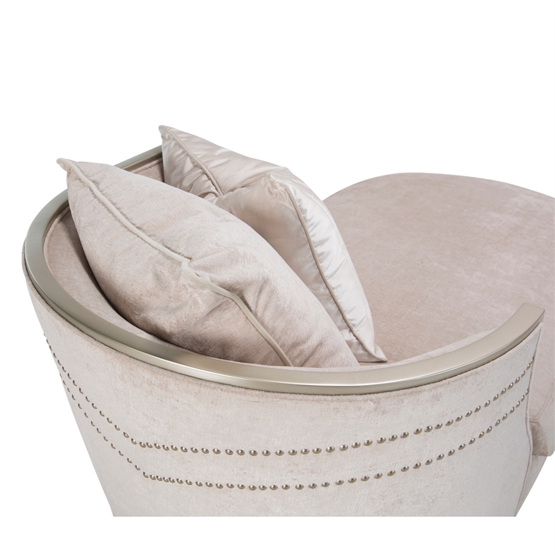 Michael Amini London Place Chenille Chaise - Parchment/Platinum