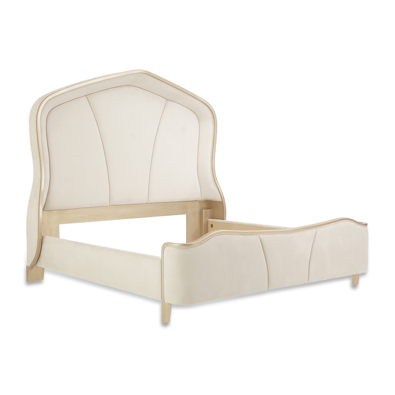 Michael Amini Malibu Crest Cal. King Curved Panel Bed - Doeskin/Chardonnay