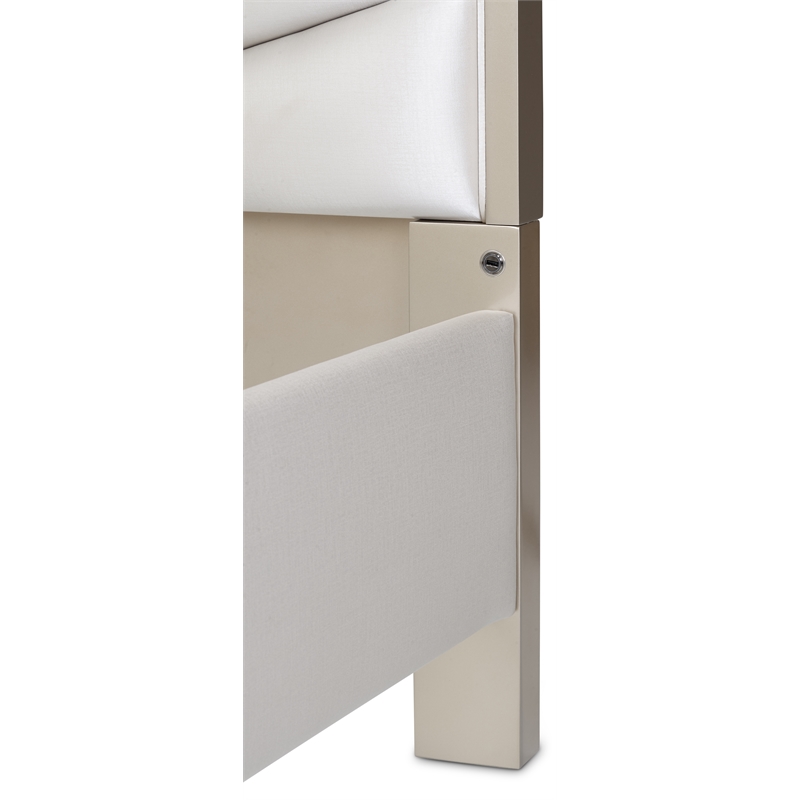 Michael Amini Malibu Crest Queen Scalloped Panel Bed - Porcelain/Chardonnay