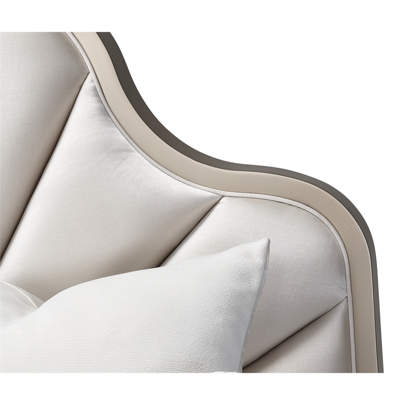 Michael Amini Malibu Crest Queen Scalloped Panel Bed - Porcelain/Chardonnay