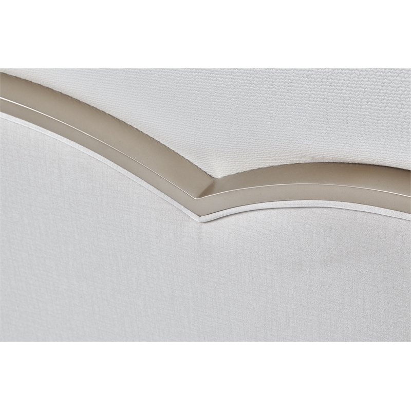 Michael Amini Malibu Crest Queen Scalloped Panel Bed - Porcelain/Chardonnay