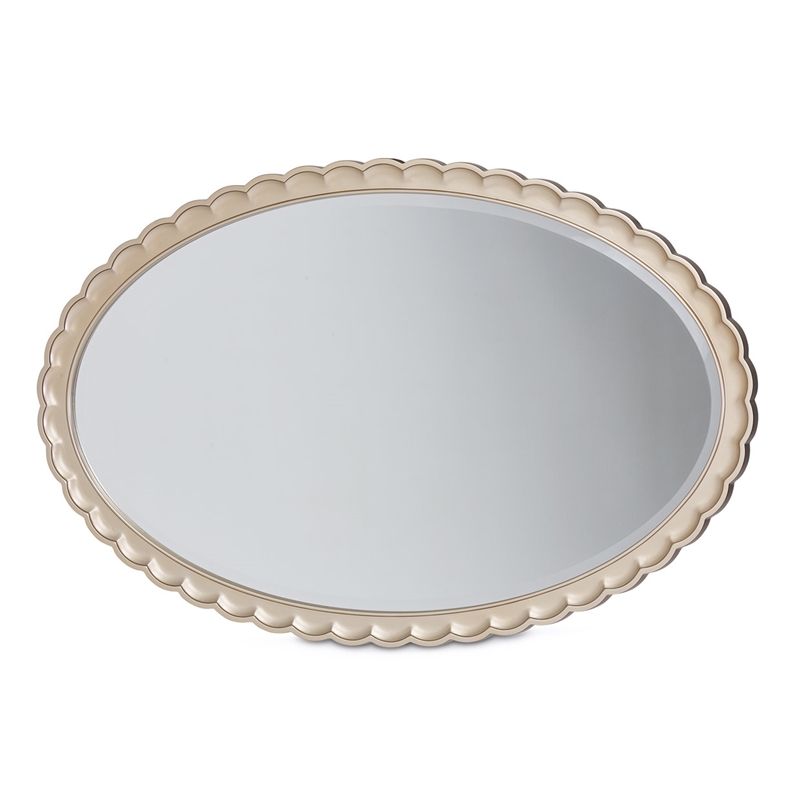 Michael Amini Malibu Crest Wood & Marble Dresser with Mirror - Blush