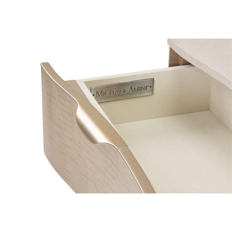 Michael Amini Malibu Crest Wood & Marble Dresser with Mirror - Blush