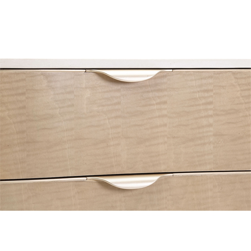 Michael Amini Malibu Crest Wood & Marble Dresser with Mirror - Blush
