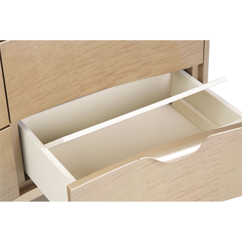 Michael Amini Malibu Crest Wood & Marble Dresser with Mirror - Blush