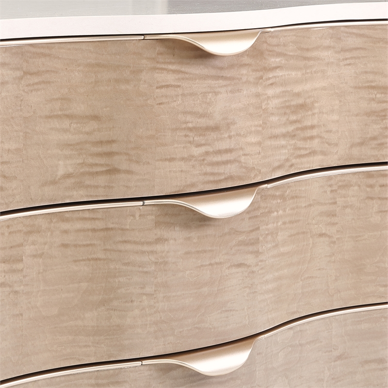 Michael Amini Malibu Crest Wood & Marble 3-Drawer Nightstand - Blush