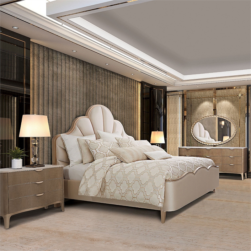 Michael Amini Malibu Crest Wood & Marble Dresser - Blush/Chardonnay