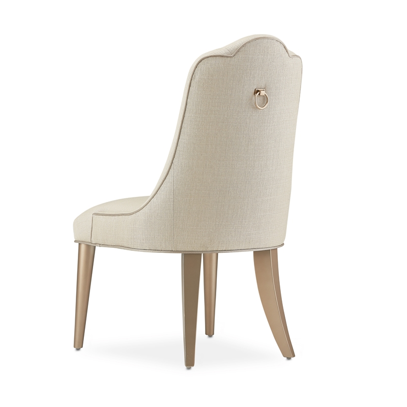 Michael Amini Malibu Crest Side Chair - Set of 2 - Frosted Linen/Chardonnay