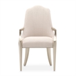 Michael Amini Malibu Crest Dining Arm Chair - Frosted Linen/Chardonnay