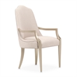 Michael Amini Malibu Crest Dining Arm Chair - Frosted Linen/Chardonnay