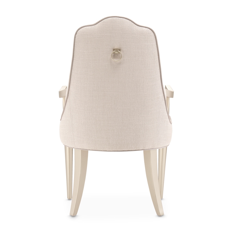 Michael Amini Malibu Crest Dining Arm Chair - Frosted Linen/Chardonnay
