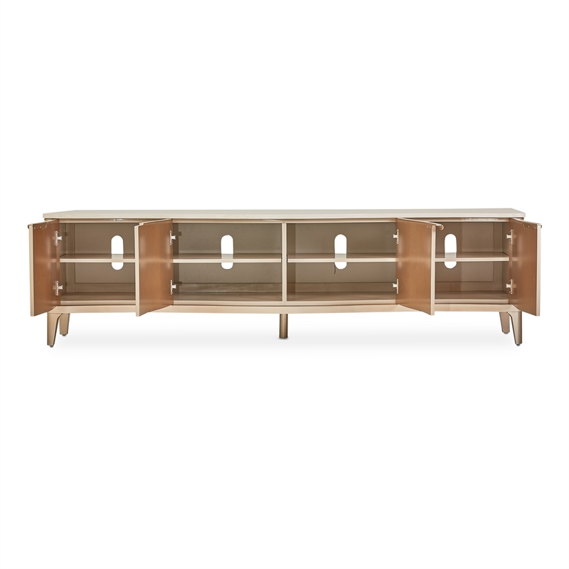 Michael Amini Malibu Crest Wood & Marble TV Console - Blush