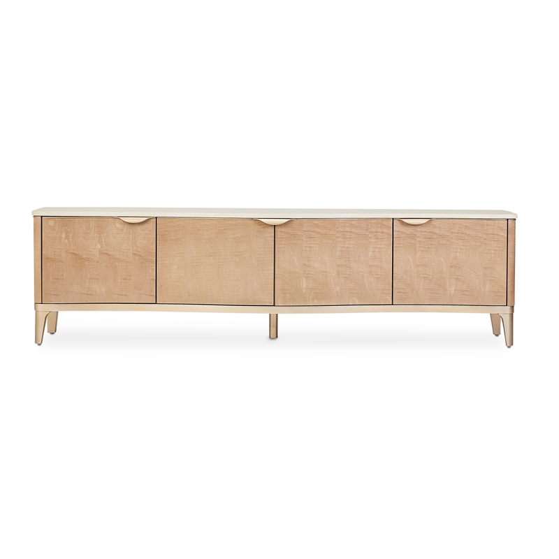 Michael Amini Malibu Crest Wood & Marble TV Console - Blush
