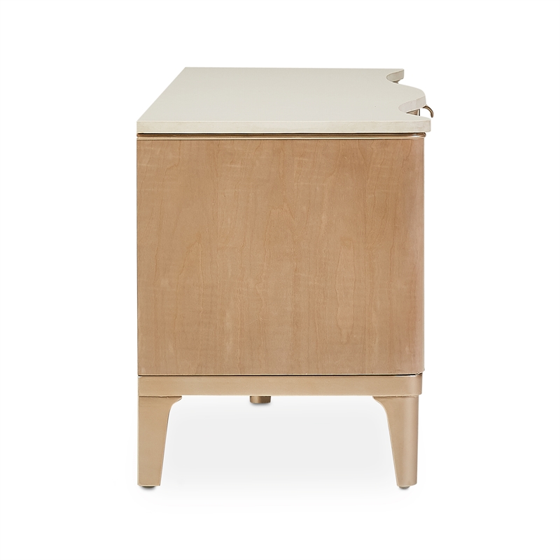 Michael Amini Malibu Crest Wood & Marble TV Console - Blush