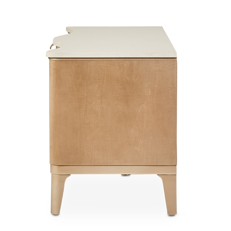 Michael Amini Malibu Crest Wood & Marble TV Console - Blush