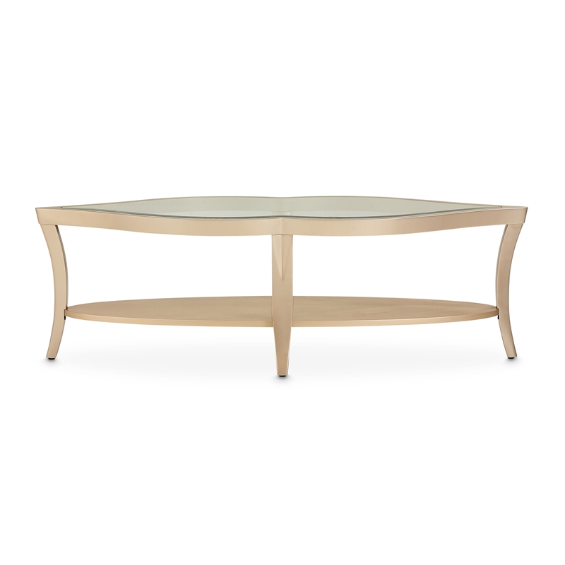 Michael Amini Malibu Crest Glass Cocktail Table - Chardonnay