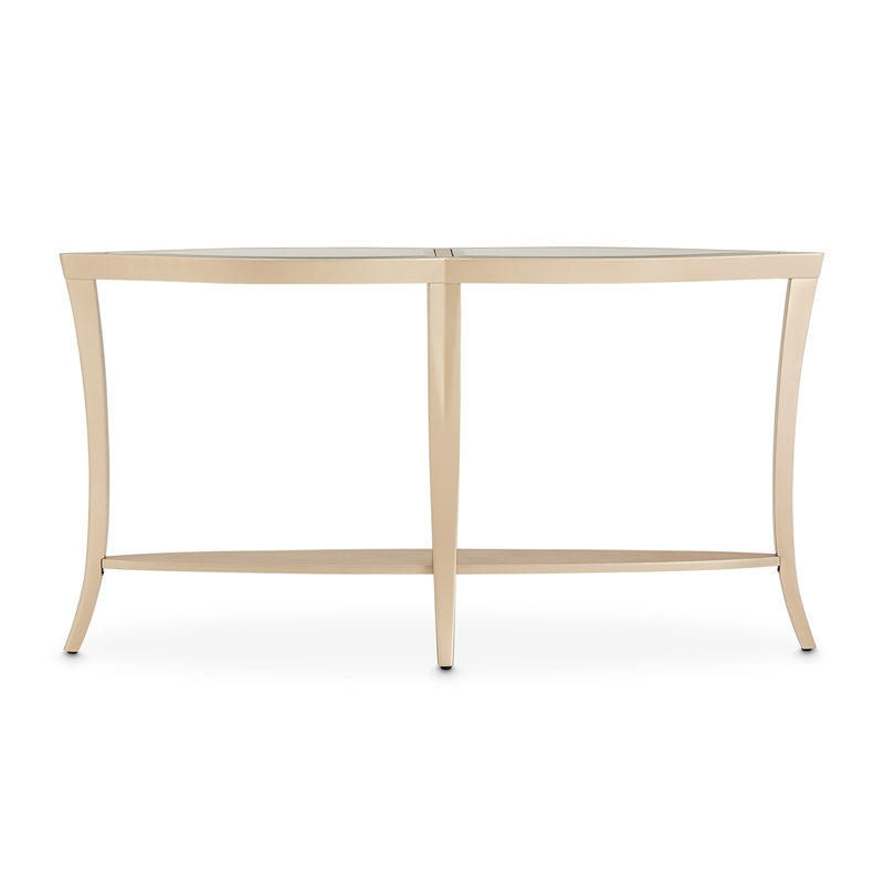 Michael Amini Malibu Crest Glass Top Console Table - Chardonnay