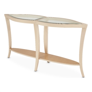 Michael Amini Malibu Crest Glass Top Console Table - Chardonnay
