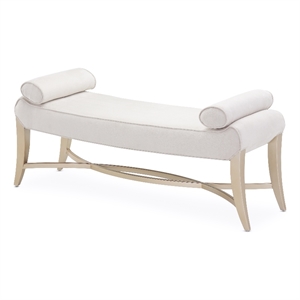 Michael Amini Malibu Crest Faux-Suede Bed Bench - Doeskin/Chardonnay