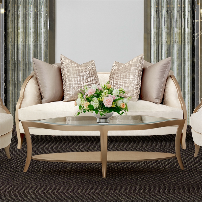 Michael Amini Malibu Crest Loveseat - Cloud White/Chardonnay