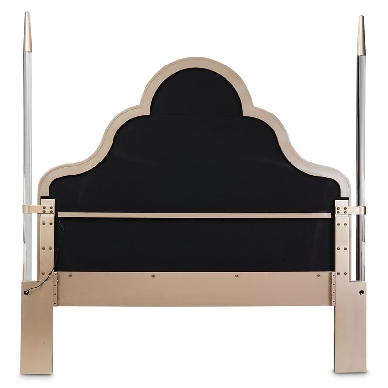 Malibu Crest Eastern King Scalloped Poster Bed - Porcelain/Chardonnay