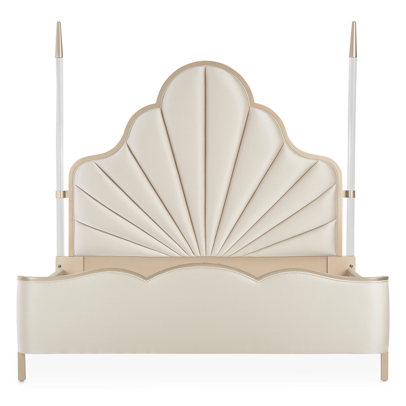 Malibu Crest Eastern King Scalloped Poster Bed - Porcelain/Chardonnay