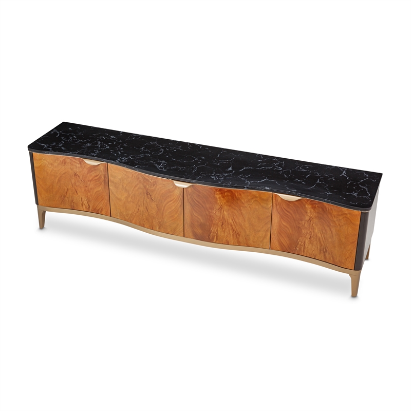 Michael Amini Malibu Crest TV Console - Crotch Mahogany