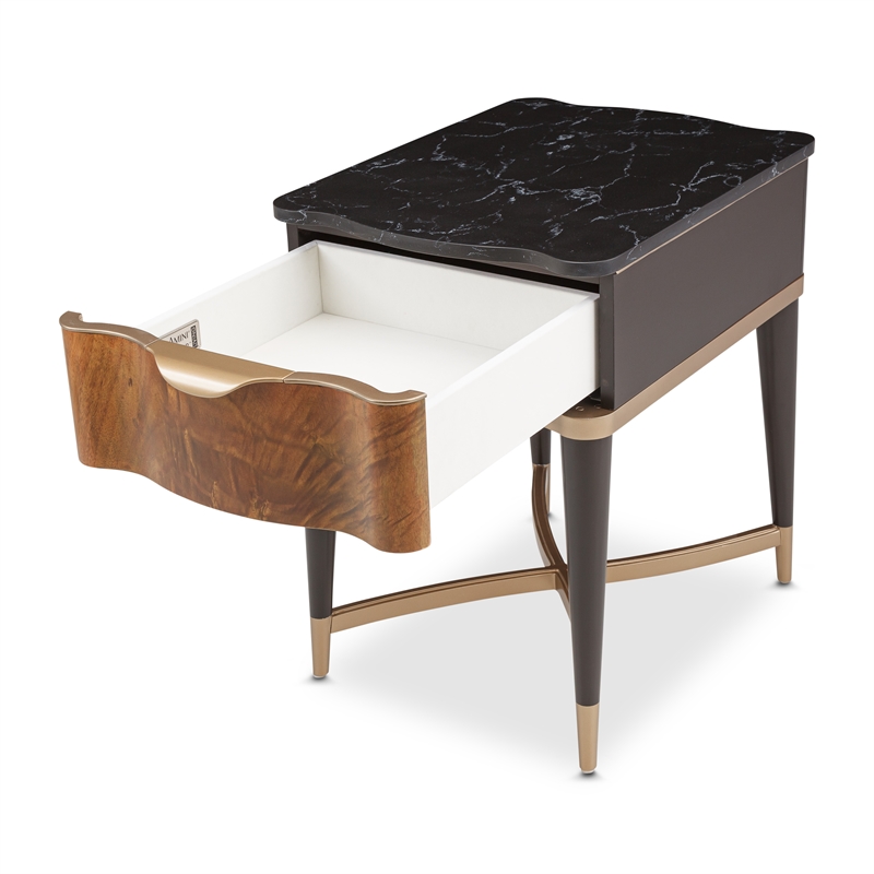 Michael Amini Malibu Crest End Table - Crotch Mahogany