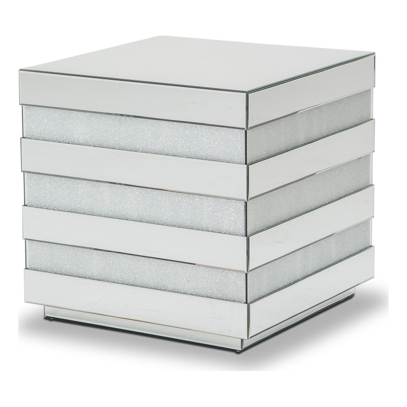 Michael Amini Montreal Mirrored Linear Square End Table