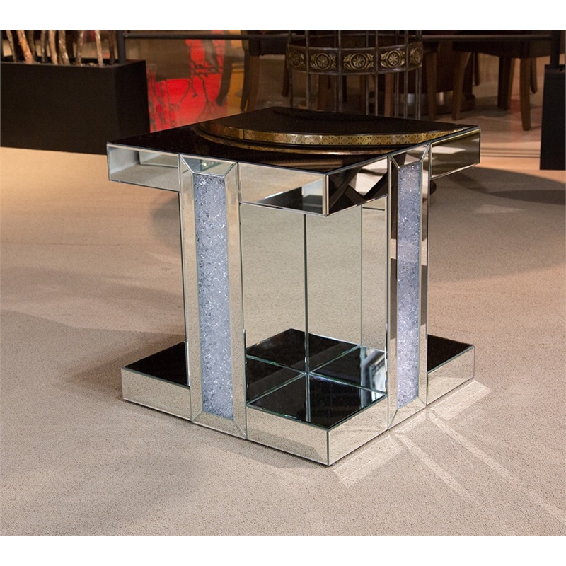 Michael Amini Montreal Mirrored Square End Table