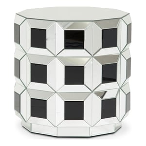 Michael Amini Montreal Round Mirrored Prism End Table