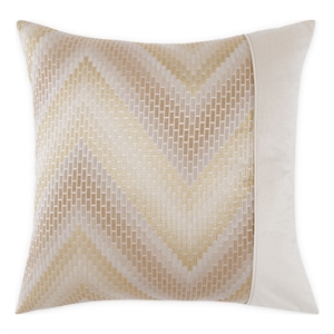MICHAEL AMINI Infinity 21x21&quot Velvet Pillow in Gold/Cream Metallic Set of 2