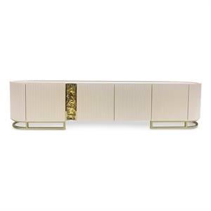 Michael Amini Lisbon Media Cabinet - Silken Matte Cream