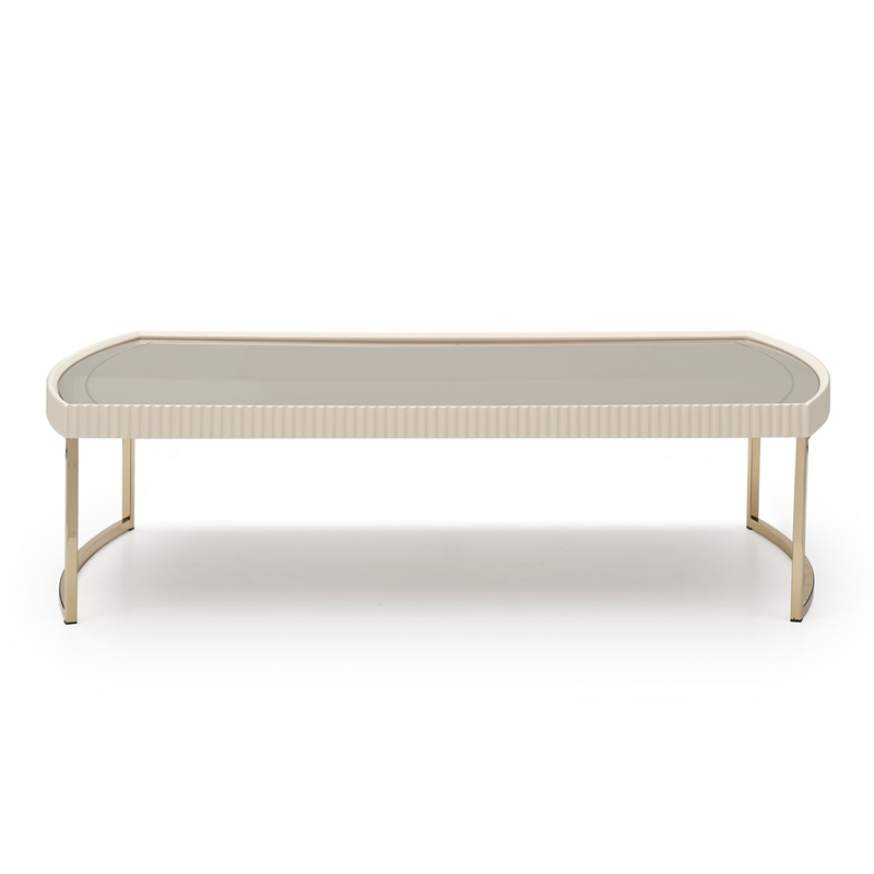 Michael Amini Lisbon Cocktail Table - Silken Matte Cream
