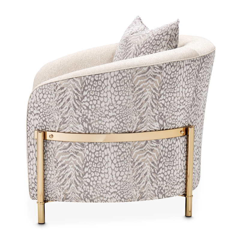 Michael Amini Lisbon Chenille Accent Chair - Opal/Gold