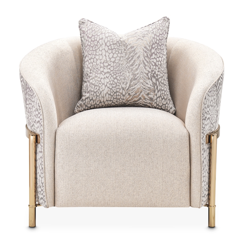 Michael Amini Lisbon Chenille Accent Chair - Opal/Gold