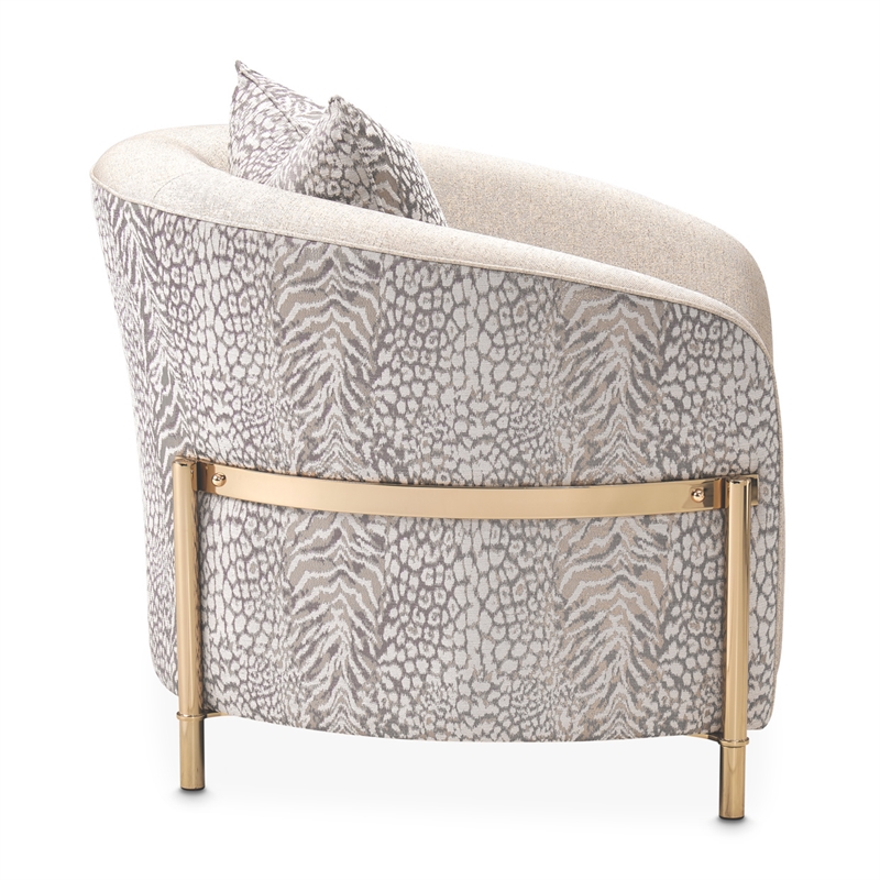 Michael Amini Lisbon Chenille Accent Chair - Opal/Gold