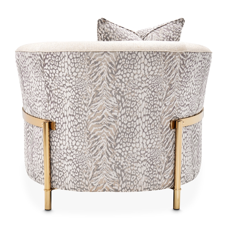 Michael Amini Lisbon Chenille Accent Chair - Opal/Gold